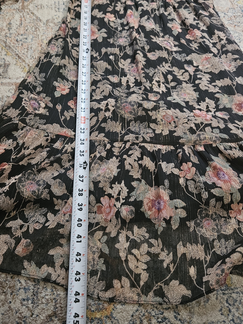 LC Lauren Conrad Black Floral Midi Dress with Pink and Green Accents - Picture 13 of 13
